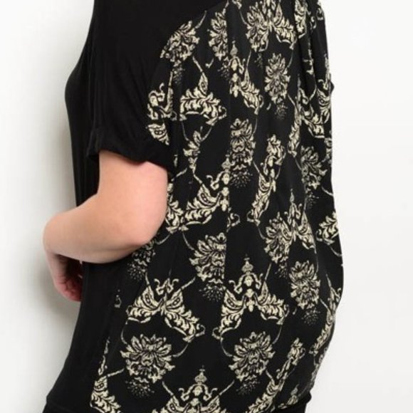 Printed Black Contrast Top - Picture 2 of 2